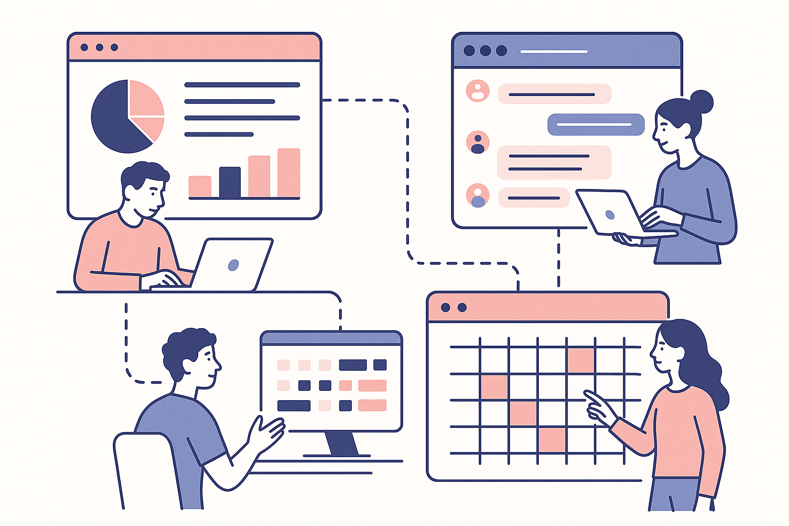 Connected team workspace with shared dashboards